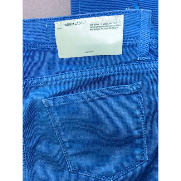 Authentic Off-White Bold Blue Skinny Jeans - Designer Streetwear Size 26 EUC - Picture 3 of 13